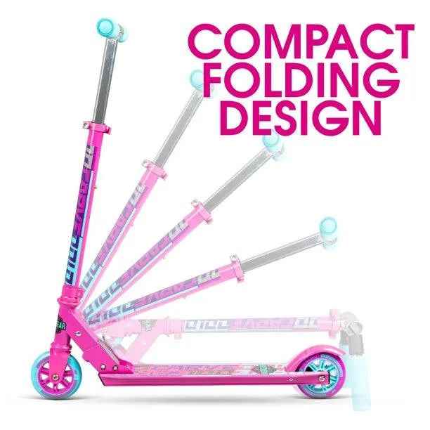 Purple Pink Teal - Folding Aluminum Kick Scooter - Suits Girls Ages 3+ Max Rider Weight 146 lbs