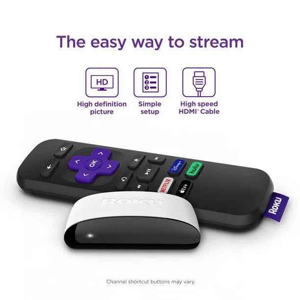 Roku LE HD Streaming Media Player with High Speed HDMI Cable and Simple Remote
