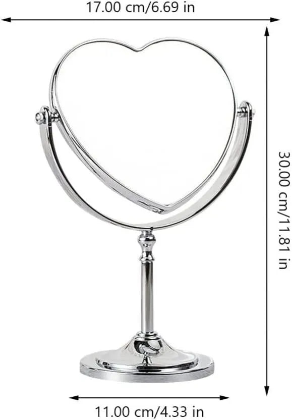 Rose Gold Double Sided Desktop Makeup Mirror Creative Heart Shaped Mirror Rotatable Mirror for Girls - PremiumBrandGoods