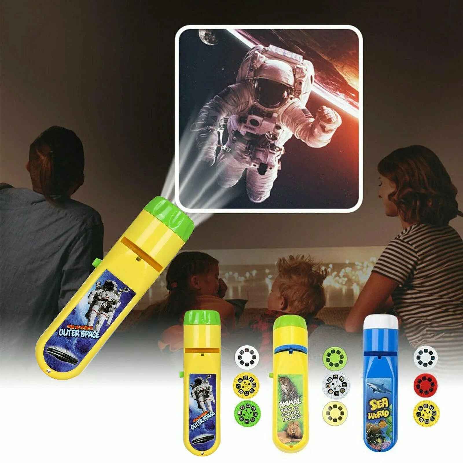Slide Torch Projector Toys Flashlight Educational Toys Science Set Night Lamp 4 Options!