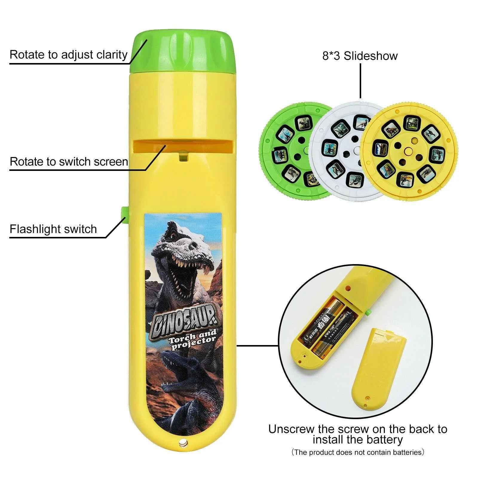 Slide Torch Projector Toys Flashlight Educational Toys Science Set Night Lamp 4 Options!