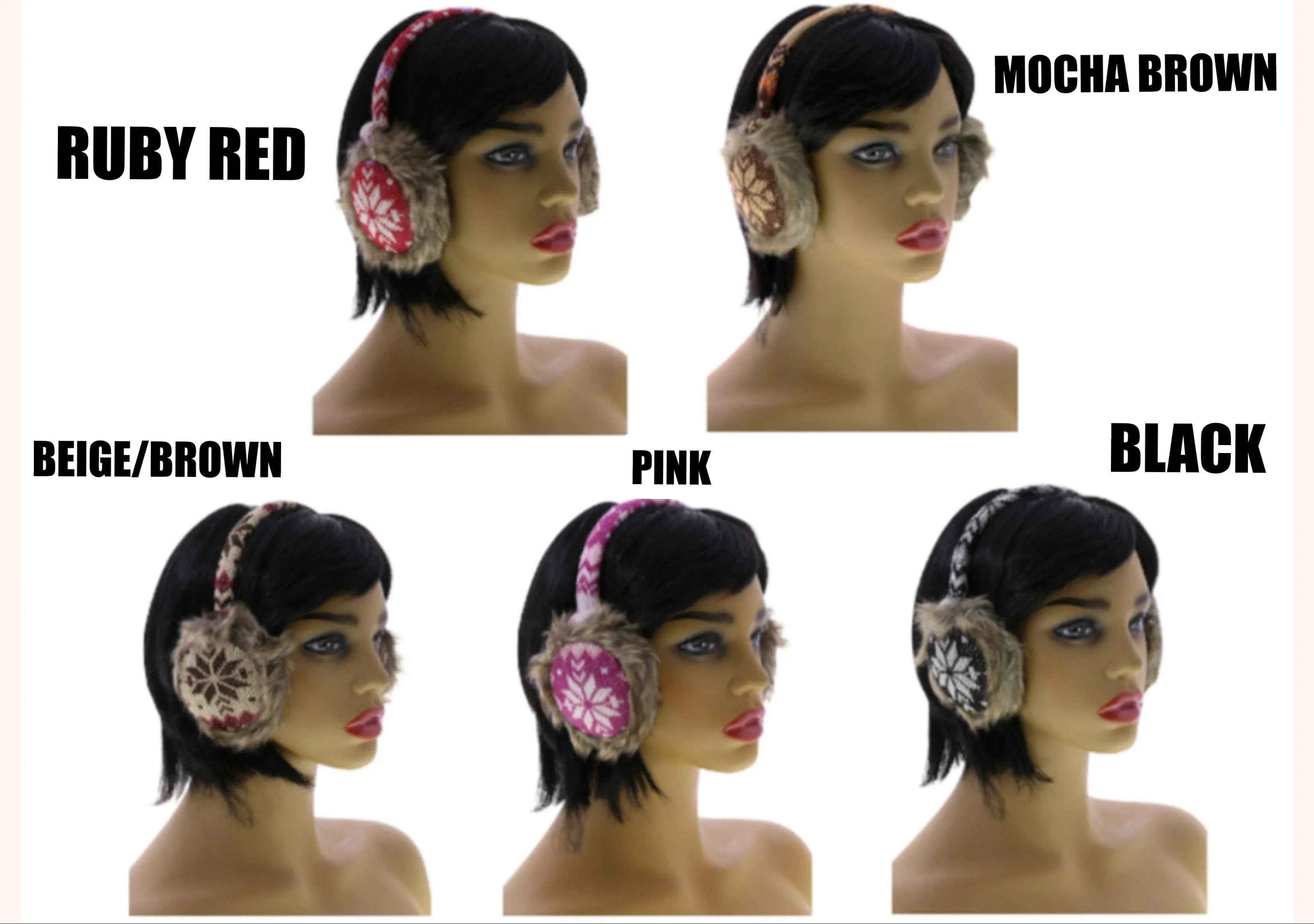 Snowflake Earmuffs with Fur Trim