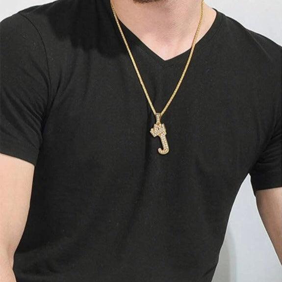 Stainless Steel A-Z Letters Necklace for Men and Women, Gold Overlay Hip Hop Crown Necklaces with Name Chain 22-24", Color Silver - PremiumBrandGoods