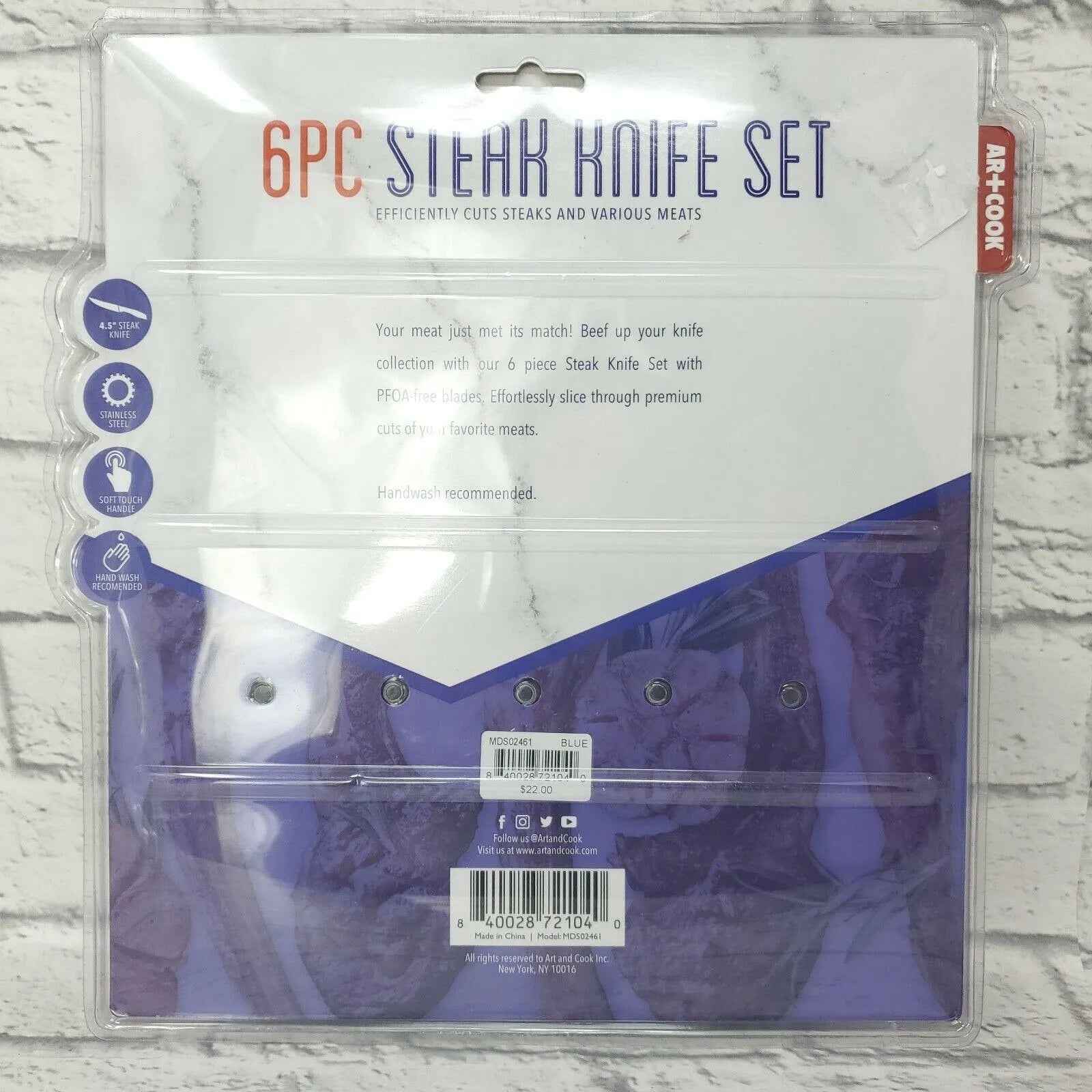 Tie-Dye Art+Cook Blue & Red Steak Knives Set of 6