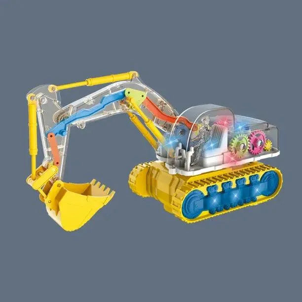 Transparent Gear Excavator Electric Children‘s Educational Simulation Model Engineering Car Lighting Music Toy Gift - PremiumBrandGoods