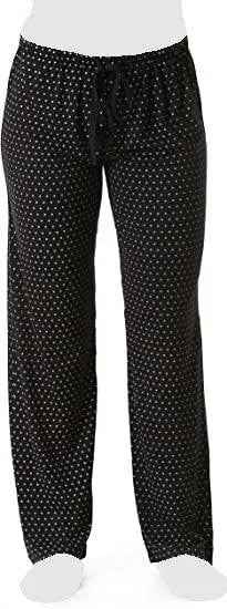 Women's Cozy Pajama Set Black Polka Dot Pants and Cotton Soft Heart T shirt by Just Love