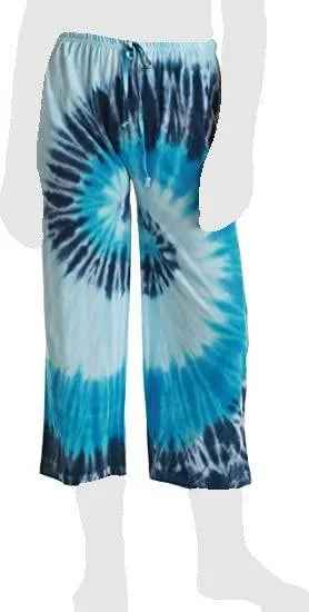 Women's Cozy Pajama Set Blue Tie Dye Pants and Cotton Soft Heart T shirt by Just Love