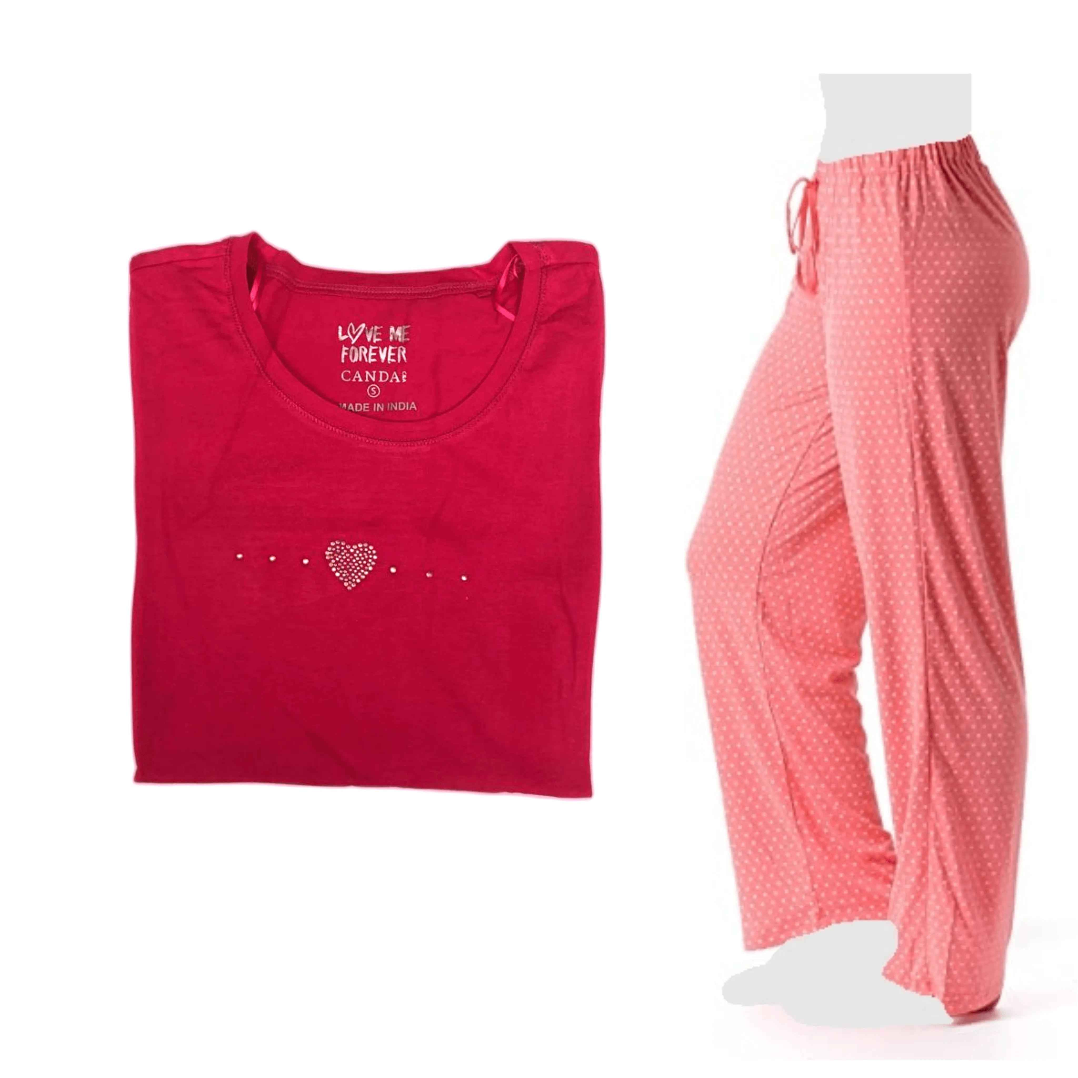 Women's Cozy Pajama Set Pants and Cotton Soft Heart T shirt by Just Love