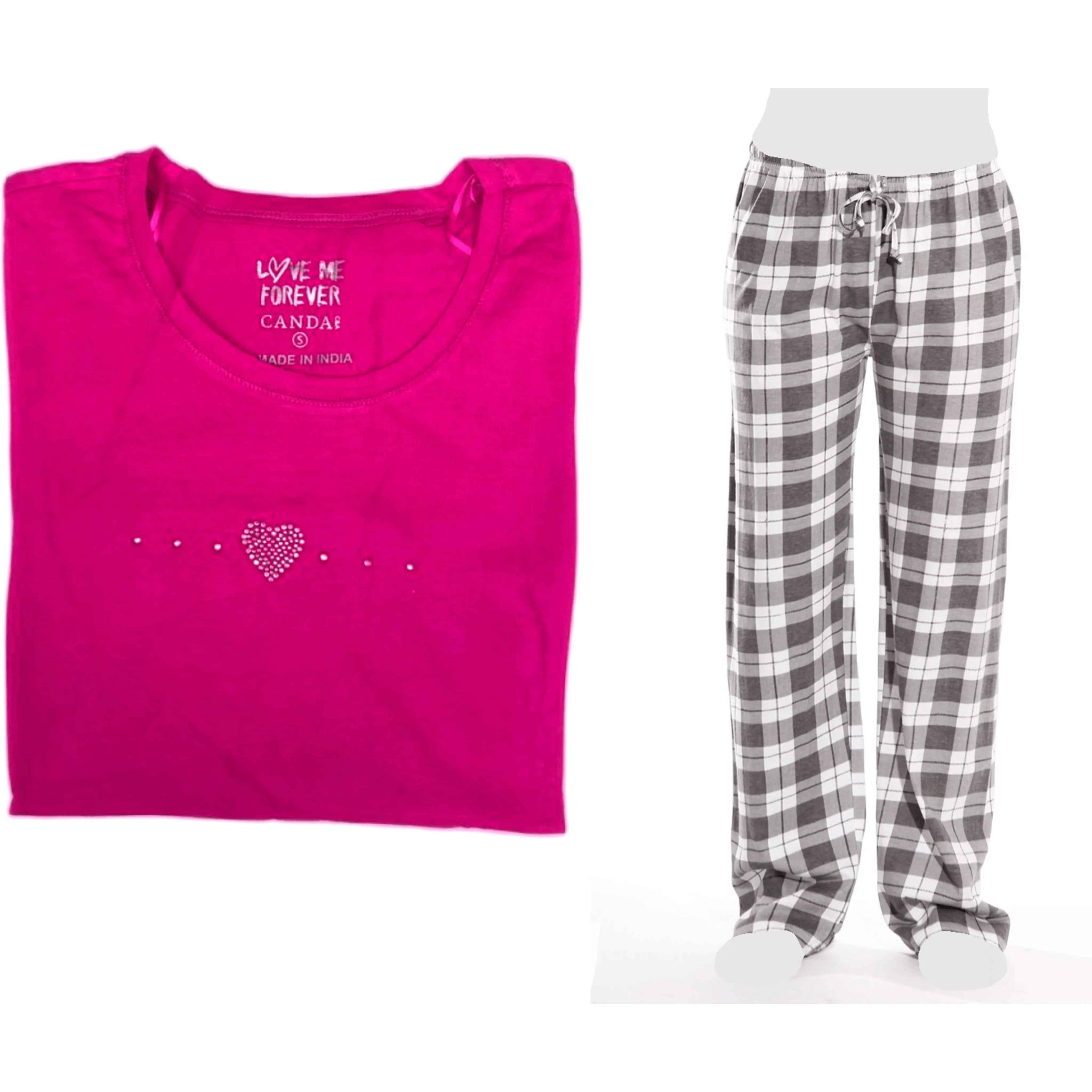 Women's Cozy Pajama Set Pants and Cotton Soft Heart T shirt by Just Love
