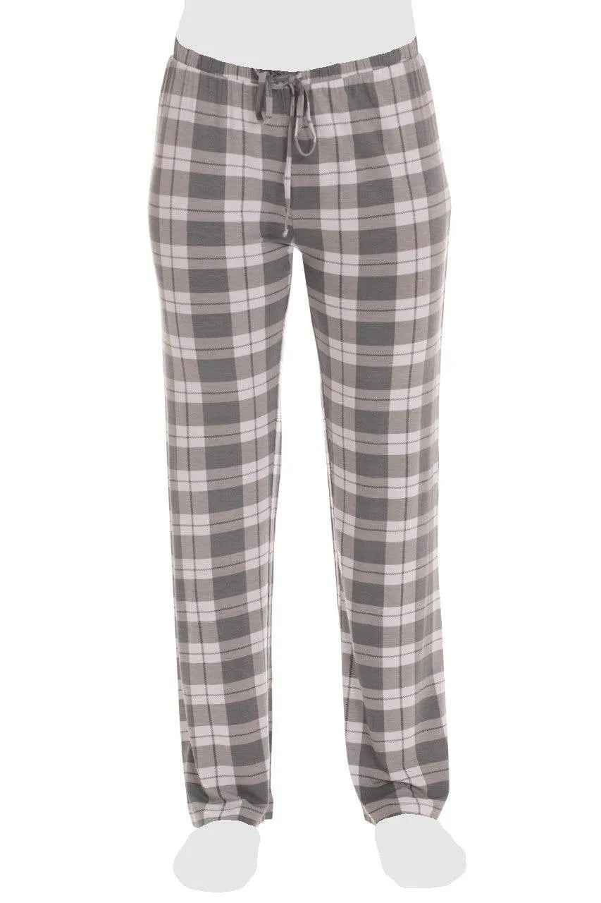 Women's Cozy Pajama Set Plaid Pants and Cotton Soft Heart T shirt by Just Love
