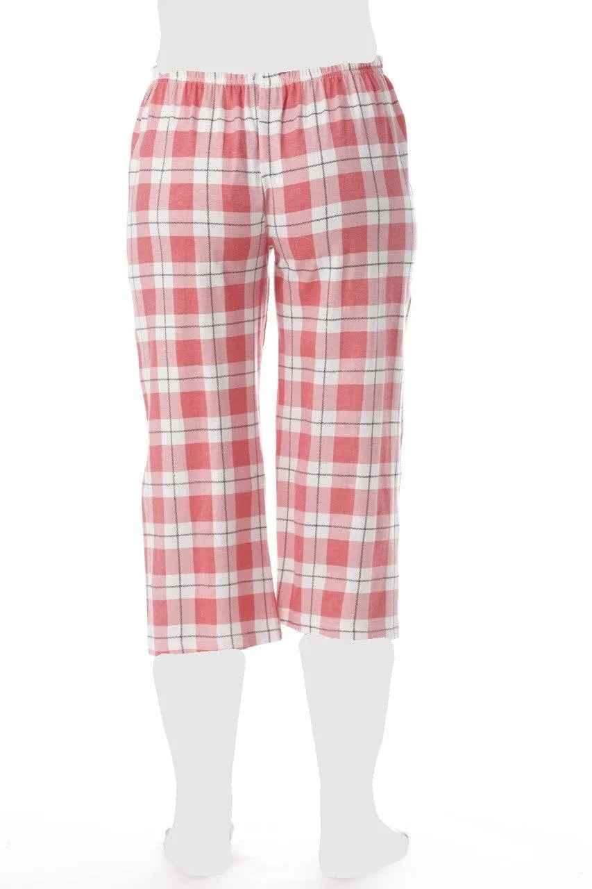 Women's Cozy Pajama Set Plaid Pants and Cotton Soft Heart T shirt by Just Love