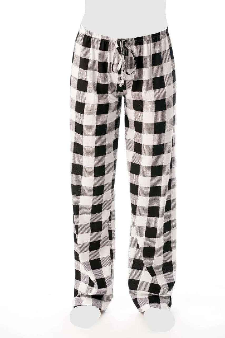 Women's Cozy Pajama Set Plaid Pants and Cotton Soft Heart T shirt by Just Love