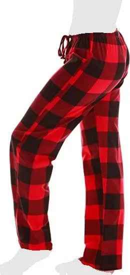 Women's Cozy Pajama Set Red/Black Plaid Pants and Cotton Soft Heart T shirt by Just Love