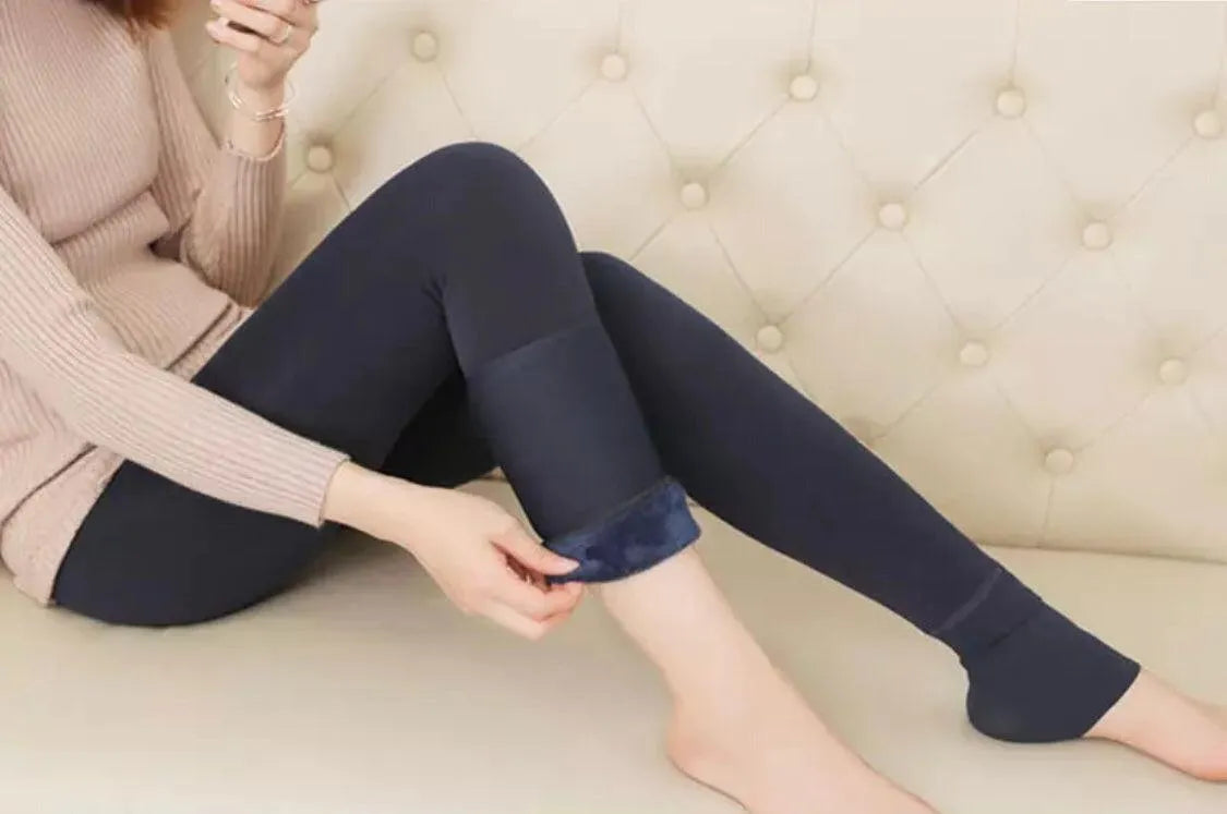 Women’s Extra 220g Fleece Leggings High Waist Stretchy Warm Leggings (One Size) - PremiumBrandGoods