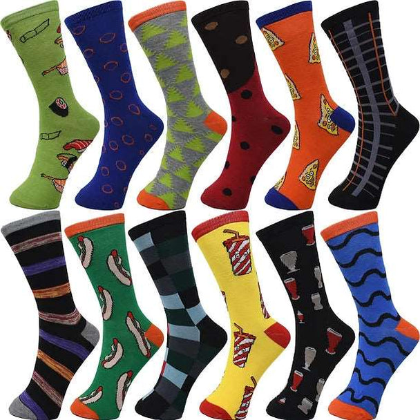 30-Pairs Women's Fun Patterned Cotton-Blend Crew Socks Assorted Pairs