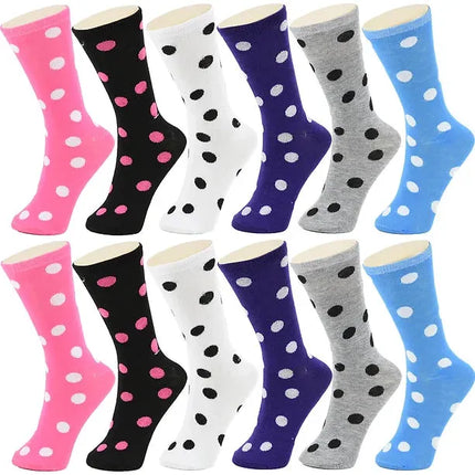 30-Pairs Women's Fun Patterned Cotton-Blend Crew Socks Assorted Pairs - PremiumBrandGoods