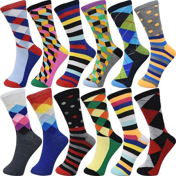 30-Pairs Women's Fun Patterned Cotton-Blend Crew Socks Assorted Pairs