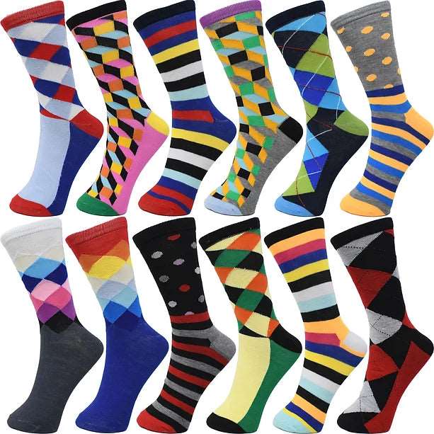 30-Pairs Women's Fun Patterned Cotton-Blend Crew Socks Assorted Pairs