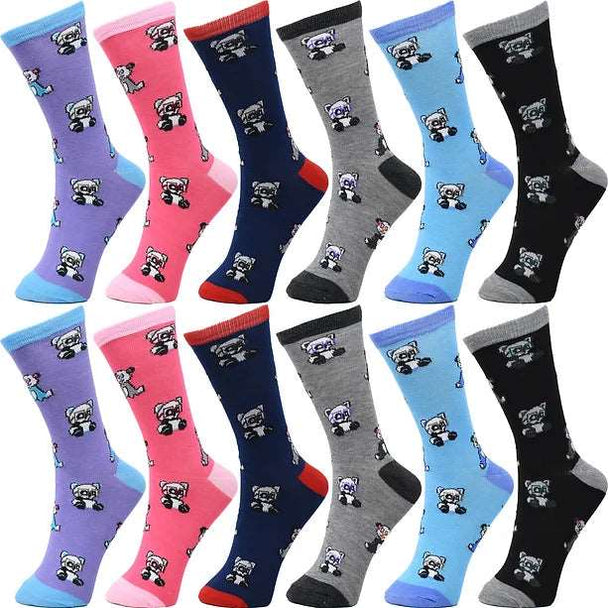 30-Pairs Women's Fun Patterned Cotton-Blend Crew Socks Assorted Pairs