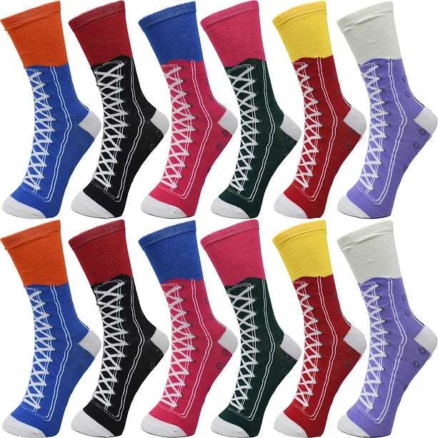 30-Pairs Women's Fun Patterned Cotton-Blend Crew Socks Assorted Pairs