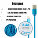 10Ft Braided USB Charger Compatible for Iphone Light Blue - PremiumBrandGoods