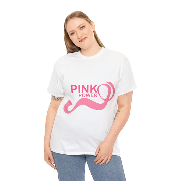Breast Cancer Pink Power Unisex Heavy Cotton Tee - PremiumBrandGoods