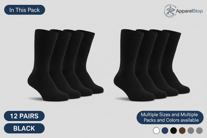 Diabetic Crew Socks Non-Binding Cotton Health Circulatory for Men and Women Multi-Pack 9-15