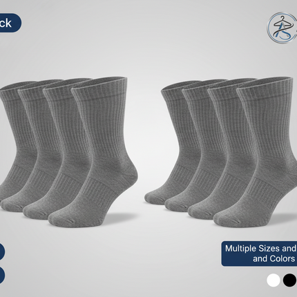 Diabetic Crew Socks Non-Binding Cotton Health Circulatory for Men and Women Multi-Pack 9-15