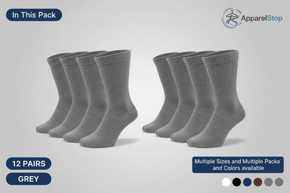 Diabetic Crew Socks Non-Binding Cotton Health Circulatory for Men and Women Multi-Pack 9-15