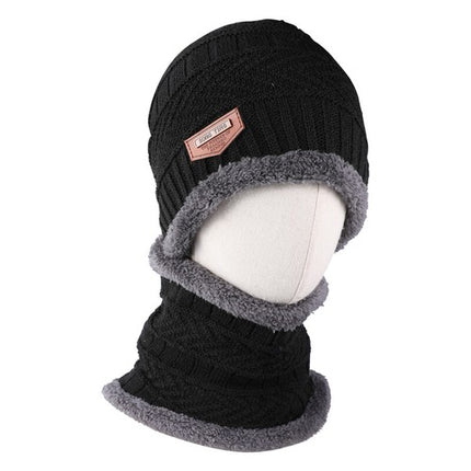 Black Winter Hat and Scarf Set Warm Fleece Lined Beanie unisex - PremiumBrandGoods