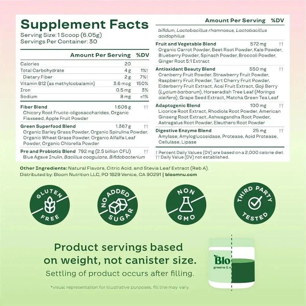 Bloom Nutrition Superfood Greens 2-Pack – Strawberry Kiwi (96 Servings) 09/27