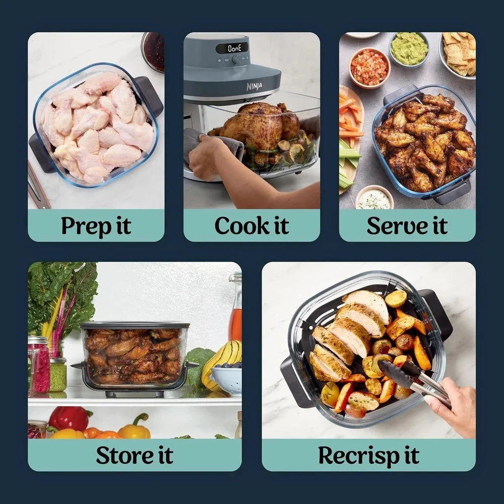 Ninja Crispi Pro Glass Air Fryer AS101 Series 6 in 1 cooking Certified Refurbished Like New