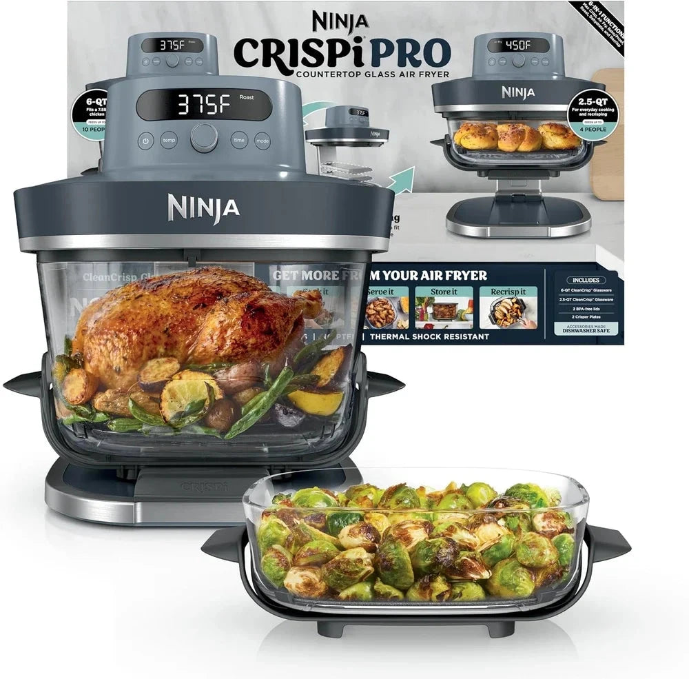 Ninja Crispi Pro Glass Air Fryer AS101 Series 6 in 1 cooking Certified Refurbished Like New
