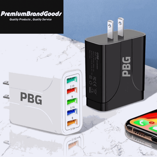 2 Pack of 5 Port Wall Charger Charge 5 Devices at Once! - PremiumBrandGoods