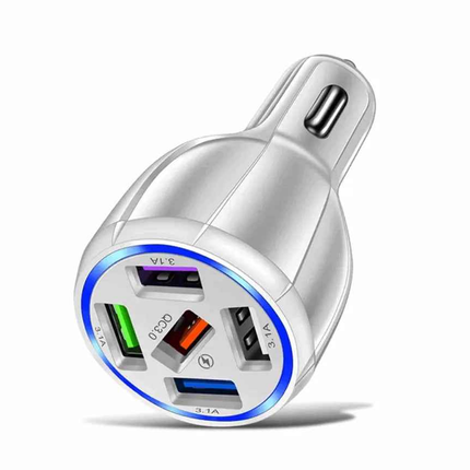 2 Pack PBG 5 Port USB Fast Car Charger with LED Display Charge 5 Devices at once