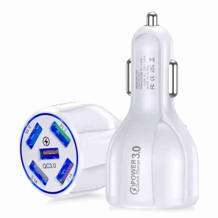 2 Pack PBG 5 Port USB Fast Car Charger with LED Display Charge 5 Devices at once