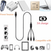 3-in-1 Nylon Braided 4FT 3A Charging Cable (8Pin, Type-C, Micro USB) Black - PremiumBrandGoods