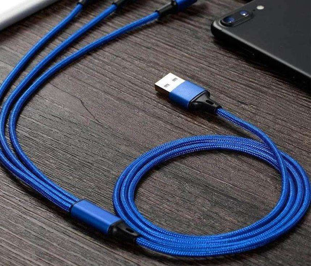 3 In 1 Nylon-Protected Braided Phone Fast Charging Multi Cable - PremiumBrandGoods