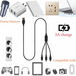 3 port LED Display High Speed Wall Charger Black + 3 in 1 Cable Combo - PremiumBrandGoods
