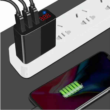 3 Port LED Fast Quick Charge QC 3.0 USB Hub Display Wall Charger Adapter US Plug