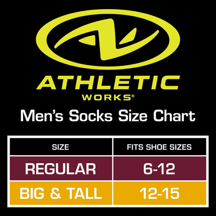 Athletic Works Men's Big & Tall Low Cut Socks - 12 Pair Pack (Shoe Size 12-15)