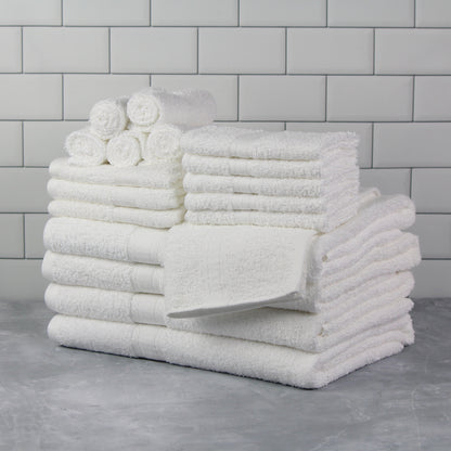 Mainstays 18-Piece Luxury Cotton Towel Set - Super Soft, Highly Absorbent Bath, Hand Towels & Washcloths (White)