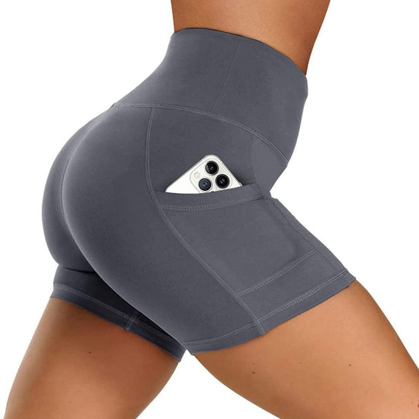 4 Pack High Waist Soft Yoga Shorts for Women with 2 Side Pockets - PremiumBrandGoods