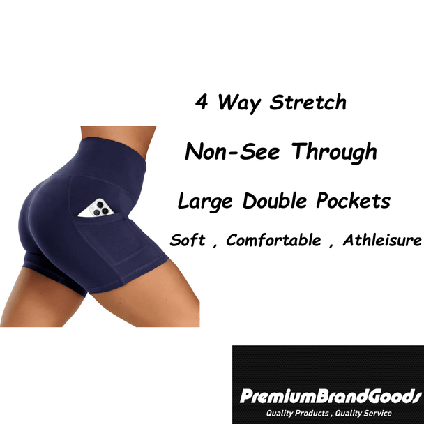 4 Pack High Waist Soft Yoga Shorts for Women with 2 Side Pockets - PremiumBrandGoods