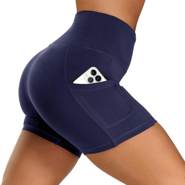 4 Pack High Waist Soft Yoga Shorts for Women with 2 Side Pockets - PremiumBrandGoods