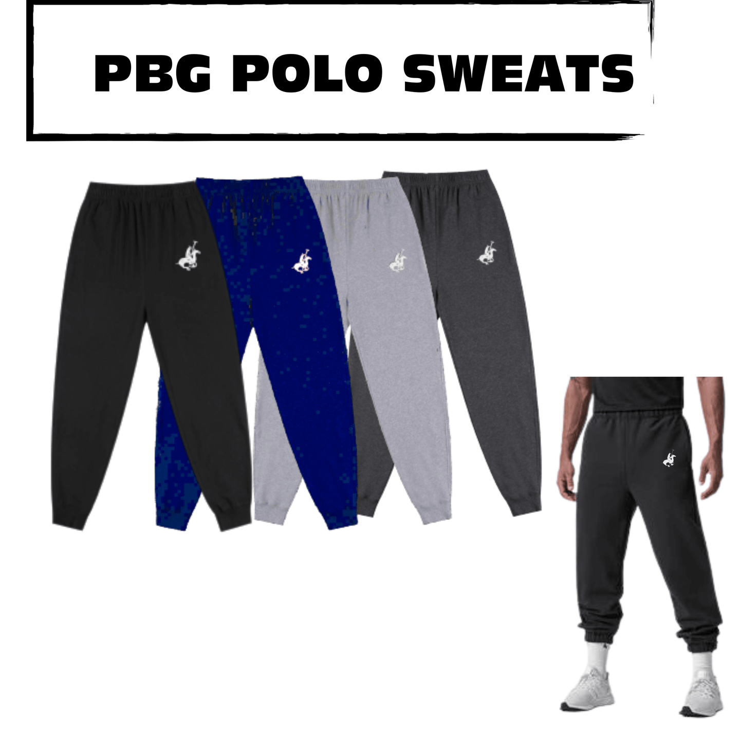 4 Pack PBG Men's Polo Drawstring Sweatpants Cotton Blend 4 Colors - PremiumBrandGoods