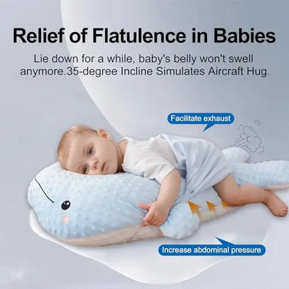 Newborn Baby Sleep Pillow Infant Pillow,Tummy Time Pillow,Burpee Pillow for Babies - Anti Roll Side Sleeping with Fixing Belt，Soothing Exhaust Solution for Baby's Discomfort (Blue Whale) - PremiumBrandGoods