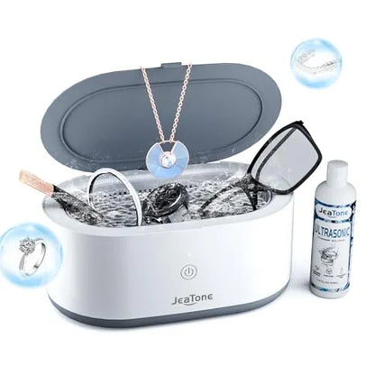 Jewelry Cleaner Ultrasonic Machine, JeaTone 600ML Ultrasonic Jewelry Cleaner with 50ML Ultrasonic Cleaner Solution, Ultrasonic Retainer Cleaner for All Jewelry, Denture, Mouth Guard, Eyeglasses - PremiumBrandGoods
