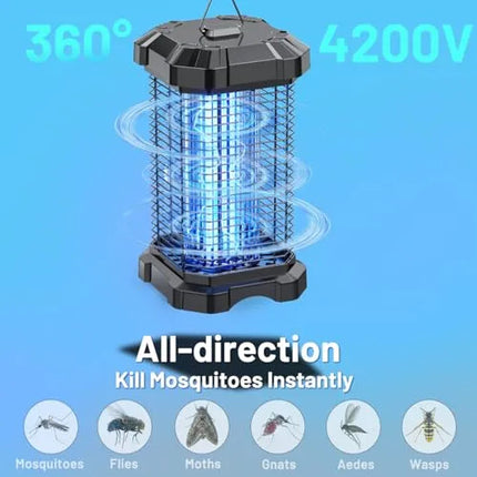 Bug Zapper Outdoor, 4200V Electric Mosquito Zapper Indoor, Insect Fly Zapper Waterproof with 5ft Power Cord, Mosquito Killer for Home, Patio, Kitchen, Backyard, Camping, Plug-in - PremiumBrandGoods