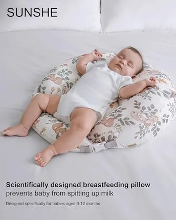 SUNSHE Nursing Pillow for Breastfeeding, Multifunctional Dual-Sided 2-in-1 (Baby Pillow+Nursing Pillow) with Adjustable Waist Strap and Removable Cotton Cover, (Maple Forest Oasis) - PremiumBrandGoods